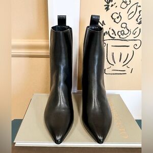 Emerson Fry Black Leather Lou Ankle Boot Comfort Low Heel  Sz EU 38 / 7.5